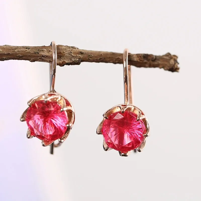 Women Dangle Earrings Gold Plated Red for Princess Party Wedding Engagement