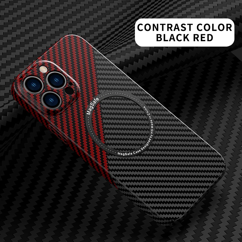 Carbon Fiber Magnetic For Magsafe Wireless Charging Shockprrof Case For iPhone 13 11 12 Pro Max Ultra thin Hard PC Bumper Cover magsafe charger wireless