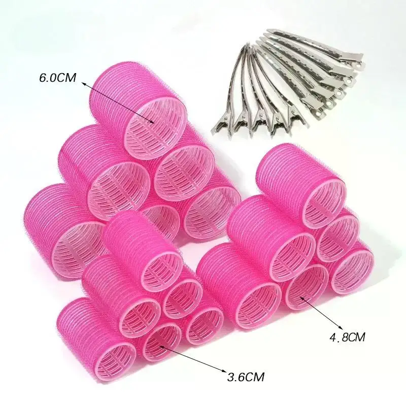 28pcs/Set New Hair Roller Sets 18pcs Plastic Self Grip Hair Curlers 3 Sizes Rollers 10pcs Metal Clips DIY Hairdressing New