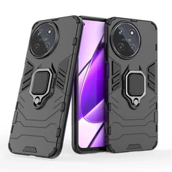 Rugged Shockproof Armor Phone Case with Magnetic Ring Holder Stand & Back Cover for Realme 11 4G (Black)