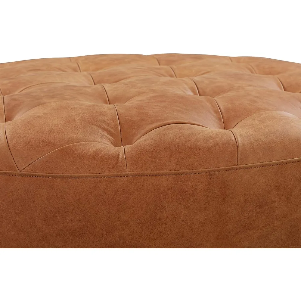 Ascot Ottoman in Full-Grain Pure-Aniline Italian Tanned Leather in Cognac Tan 5