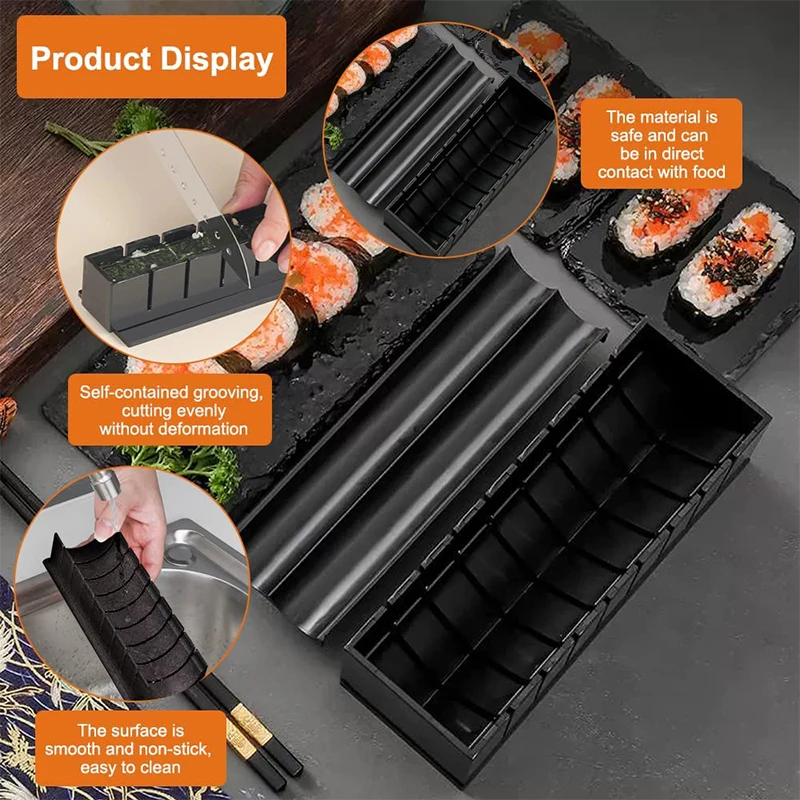 Sushi Maker sushi mold sushi rolling tool sushi tools LMETJMA 10 Pcs Sushi Maker Kit DIY Sushi Mold Press with Rice Roll Mold Maker Rice Roll KC0473