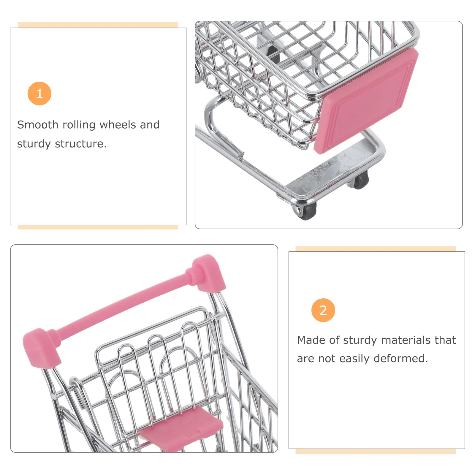 미니 쇼핑 카트 금속 식료품 바구니 컴팩트 사이즈 부드러운 바퀴 사무실 및 가정용 정리함