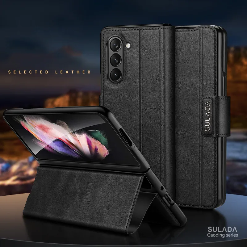 

Роскошный кожаный складной чехол для samsung z fold 5
