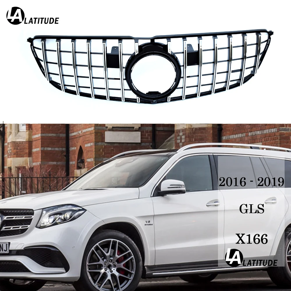 X166 Grill, Panamericana Gts Style Abs Front Radiator Grille For Mercedes Gls Class 2016 - 2019 Gls400 Gls450 Gls500