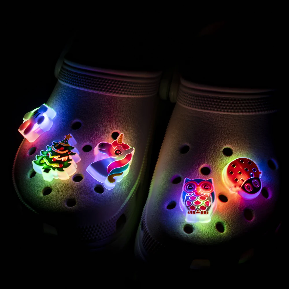 1-5pcs LED Shoe Charms Lighted Accessories Unicorns GamePad Shoe Decorations Pins for Kids Boys Girls Gifts Sandals Clog Buckles