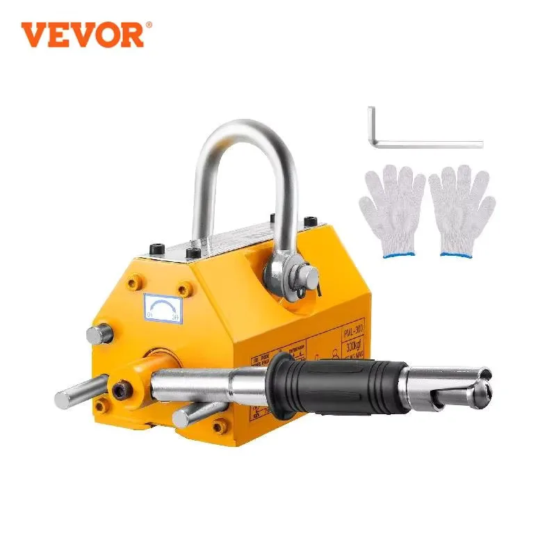 Round Magnet VEVOR 100KG-2000KG Permanent Magnetic Lifter Pulling Capacity 2.5 Safety Factor Neodymium & Steel