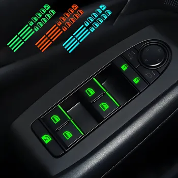 Luminous Car Window Button Sticker Door Window Lifter Switch Night Fluorescent Decals Car Interior Decoration Auto Accessories 1
