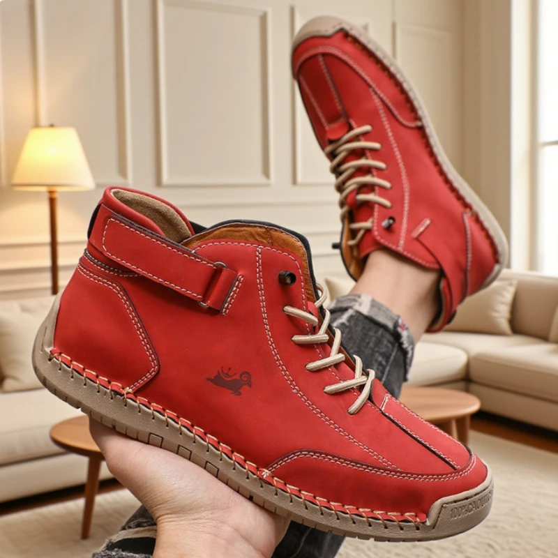 Handmade Leather Men's Shoes Casual Fashion Luxury Brand Soft Loafer Shoes Classic Anti Slip Men's Bare Boots Sneakers for Men