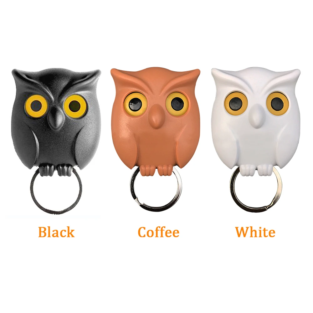 

1pcs Scary Night Owl Magnetic Key Hooks Adhesive Hold Keychain Key Hanger Will Open Eyes Wall Decorative Hook For Kitchen Home