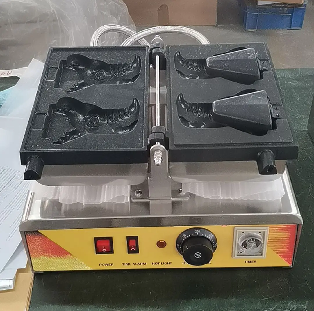 2023 New Design Crocodile Shape Ice Cream Taiyaki Waffle Machine Open Mouth Waffles Cake Maker