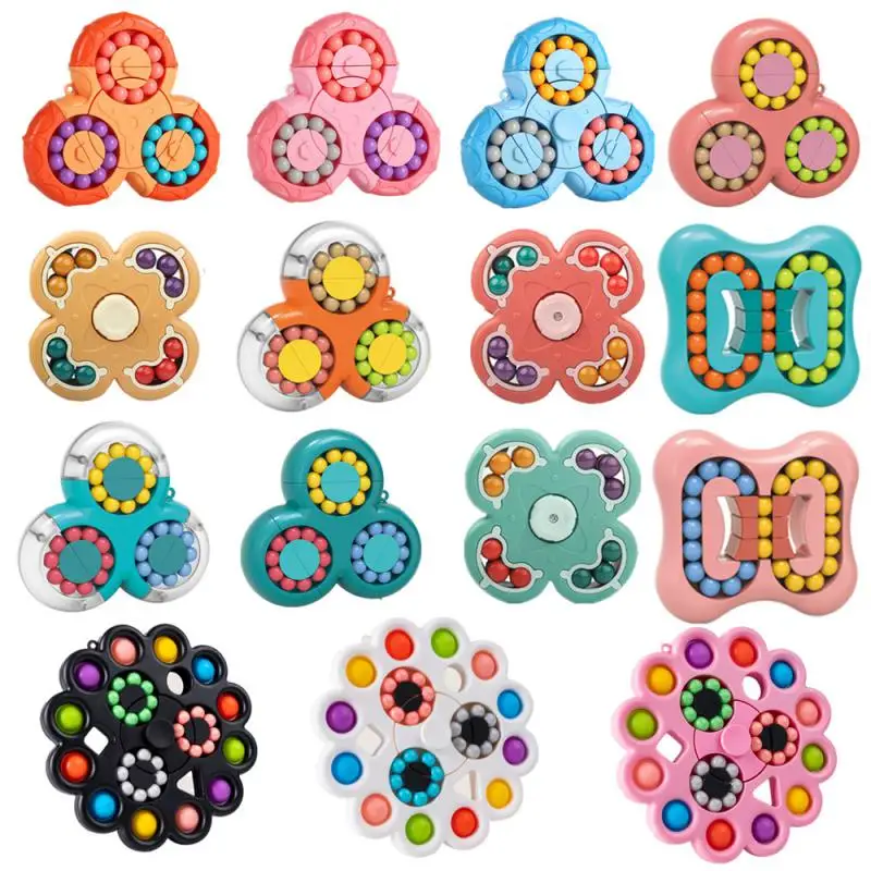 Magic Bean Cube Rotating Fingertip Spinner Decompression Toys Small Beads Magic Cube Fidget Toy Kids Puzzle Stress Relief Toy fidget toys puzzle toys anti stress toys puzzle cube magic puzzle cube