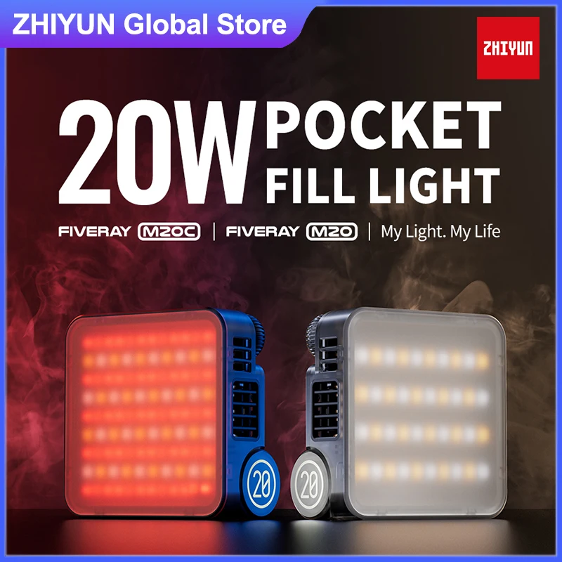 

Карманный светильник Zhiyun FIVERAY M20 M20C, 20 Вт, яркость RGB, фотография 2500K-10000K, управление через приложение для студийной портретной съемки