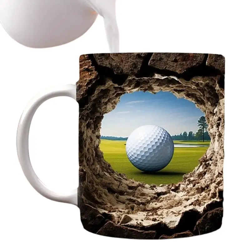 

Кофейные кружки для гольфа, керамическая молочная чашка с 3D визуальным дизайном, можно мыть в посудомоечной машине, подарки для любителей гольфа, кофейные кружки, микроволновые кофейные чашки