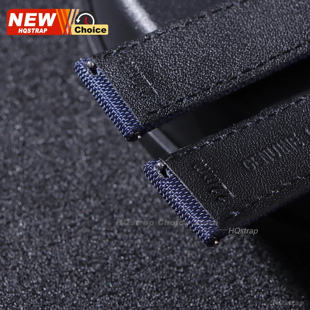 Premium 22mm Quick Release Leather Nylon Watch Strap - Unisex Wristband with Sailcloth Design