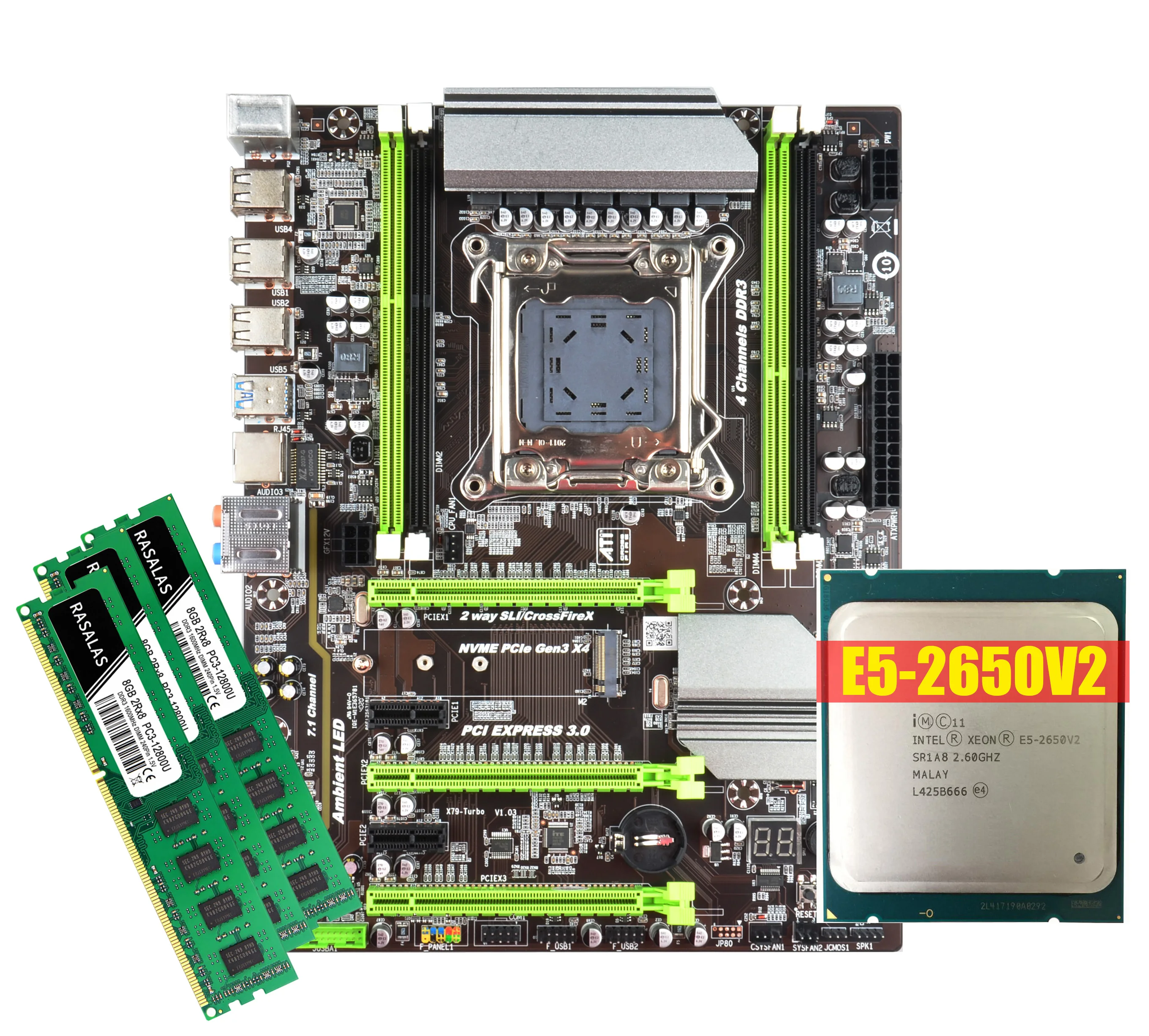 X79 motherboard kit with LGA2011, Combos Xeon E5 2650 V2 CPU, 16GB