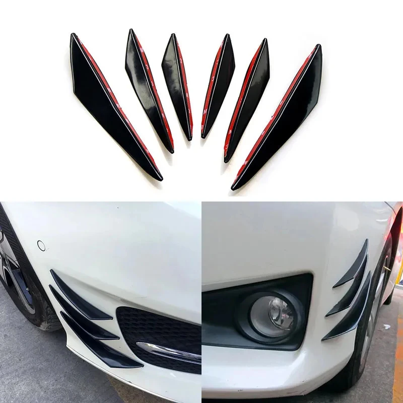 Car Bumper Spoiler 6Pcs/Set Universal Front Bumper Lip Diffuser Splitter Fins Body Spoiler Car Tuning Canards Valence Car Decoration car bumper spoiler