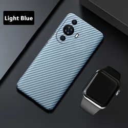 Luxury Carbon Fiber Hard Case for Huawei Nova 11 Pro - Ultra-Thin, Lens Protection, Anti-Knock Design (Light Blue)
