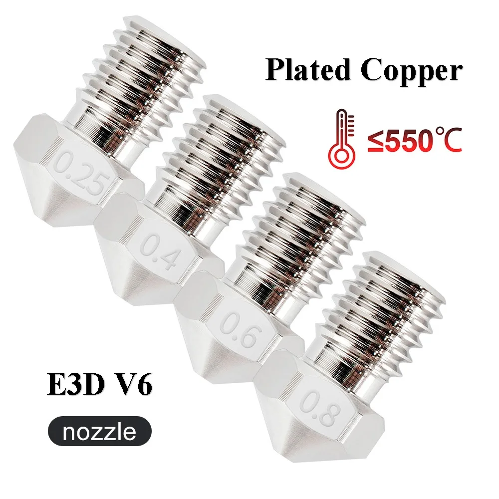 

Upgrade E3D V6 Plated Copper Nozzle Nickel M6 3D Printer Accessories V6 Nozzle 1.75mm For Ender 3 Titan Prusa i3 MK3 Hotend