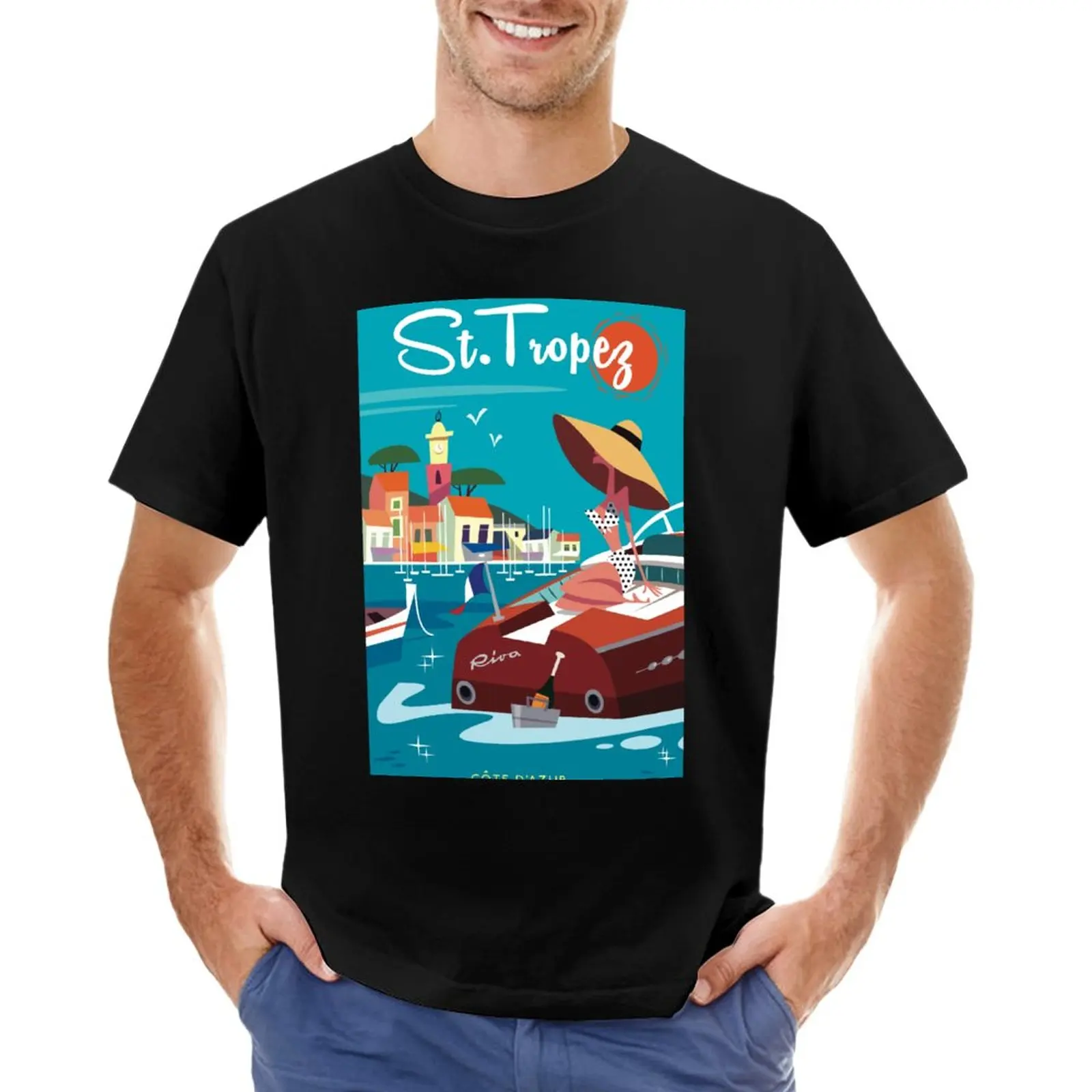 

Saint Tropez poster T-Shirt quick drying t-shirt anime clothes mens graphic t-shirts anime