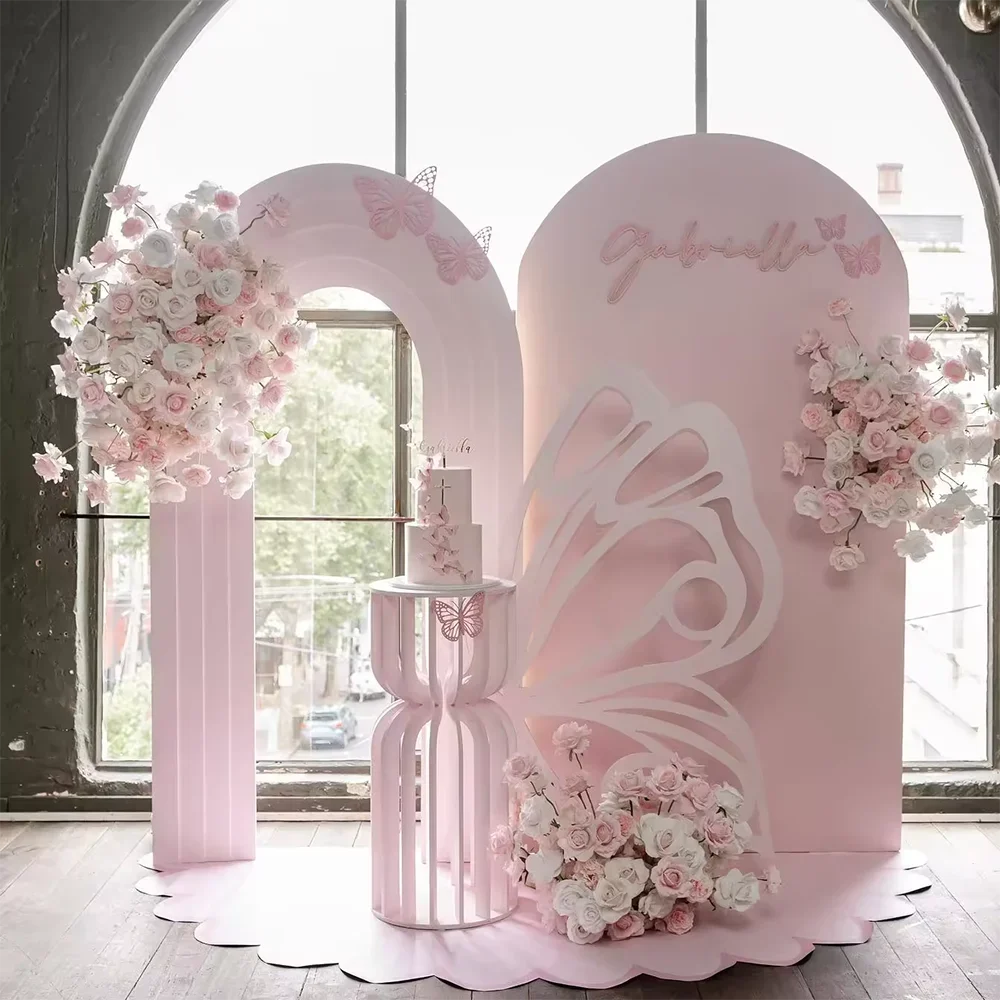 FSDKX Arch Bracket Wall Decoration White Acrylic Wedding Event Background PVC Crafts