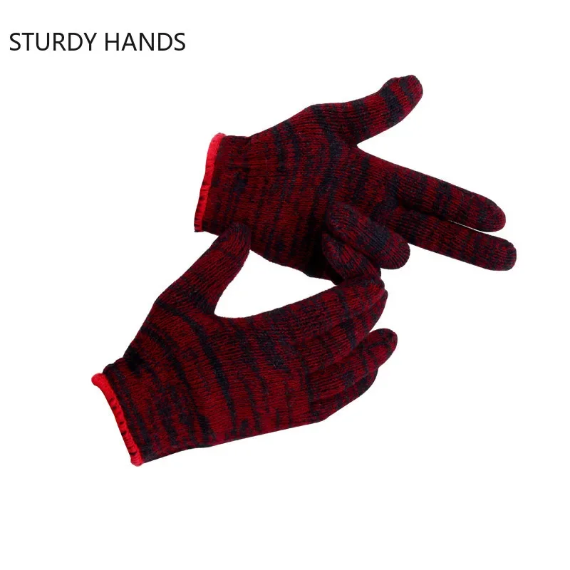 12Pairs/lot Home Cotton Gloves Non-slip Absorb Sweat Mechanic Work Gloves Coldproof Protection Gardening Glove Kitchen Supplies