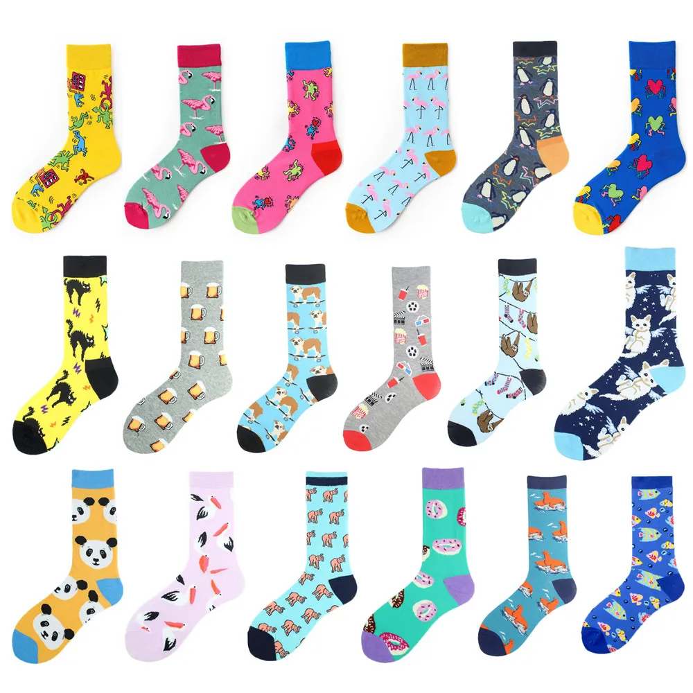 

1 Pair Brand Colorful Yellow Red Women Socks Elegant Flamingo Cotton Happy Novelty Quality Skateboard Harajuku Female Gifts Sox