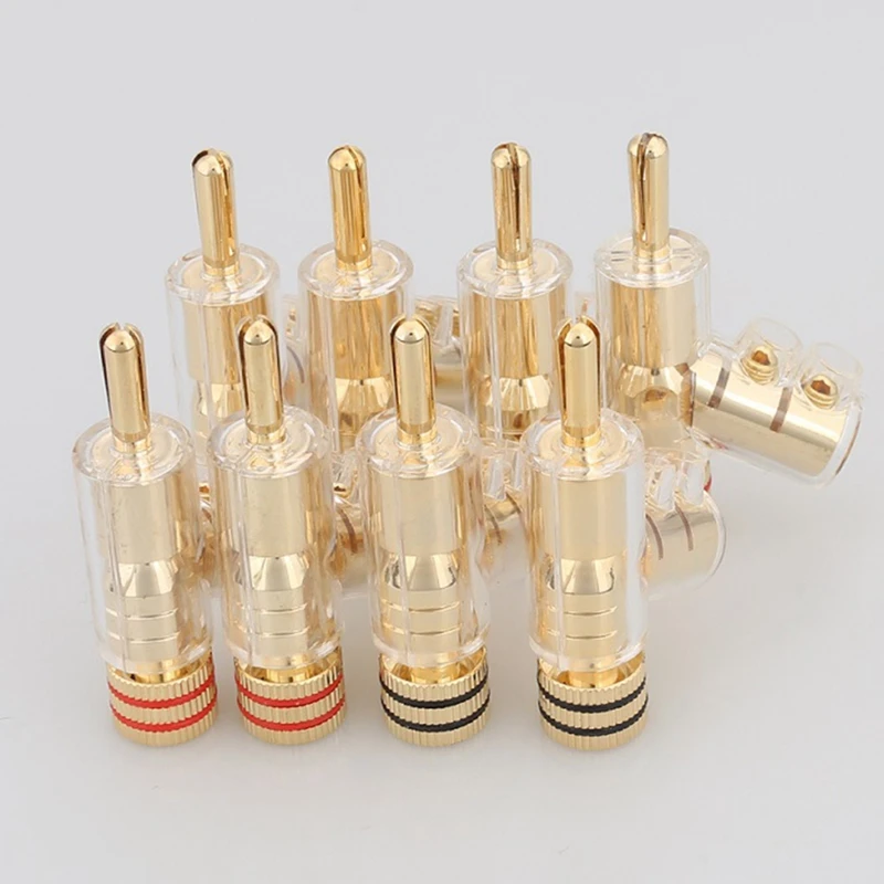 4 Piece 4MM Banana Plugs Screw Locking Connectors For AV Receiver,Amplifier Speaker Gold