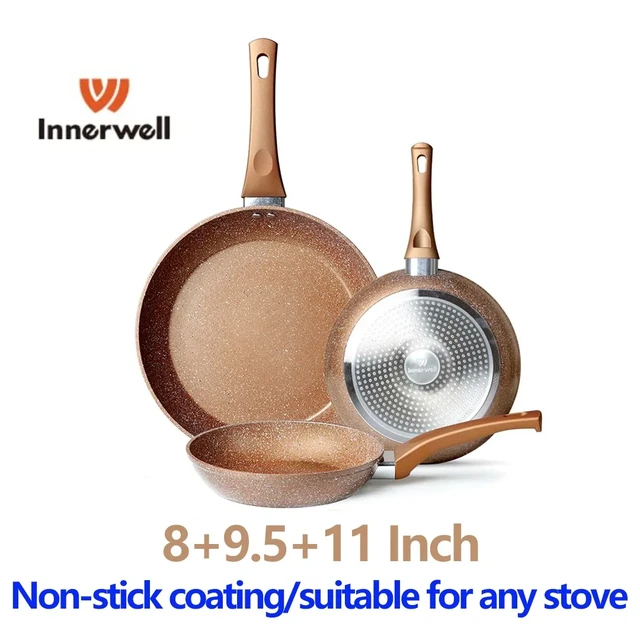 Innerwell 12 Inch Kitchen Frying Pan Glass Lid Nonstick Toxin Free Skillet  Multipurpose Stir Fry Pan Compatible with All Stoves - AliExpress