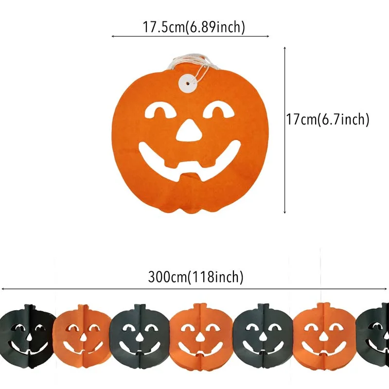 3M Halloween Hanging Garland Bunting Bat Pumpkin Ghosts Spider Paper Banner Happy Halloween Party Home Decorations