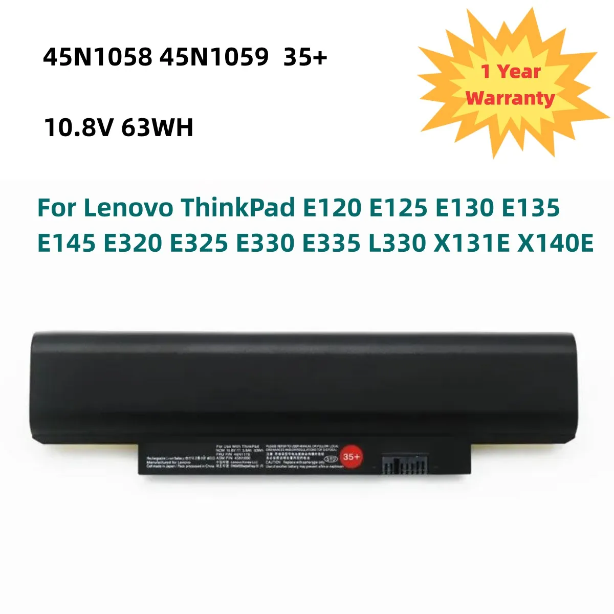 Аккумулятор X121E X130E для Lenovo ThinkPad E120 E125 E130 E135 E145 E320 E325 E330 E335 L330 45N1058 45N1059 X131E X140E 10,8 В 63WH