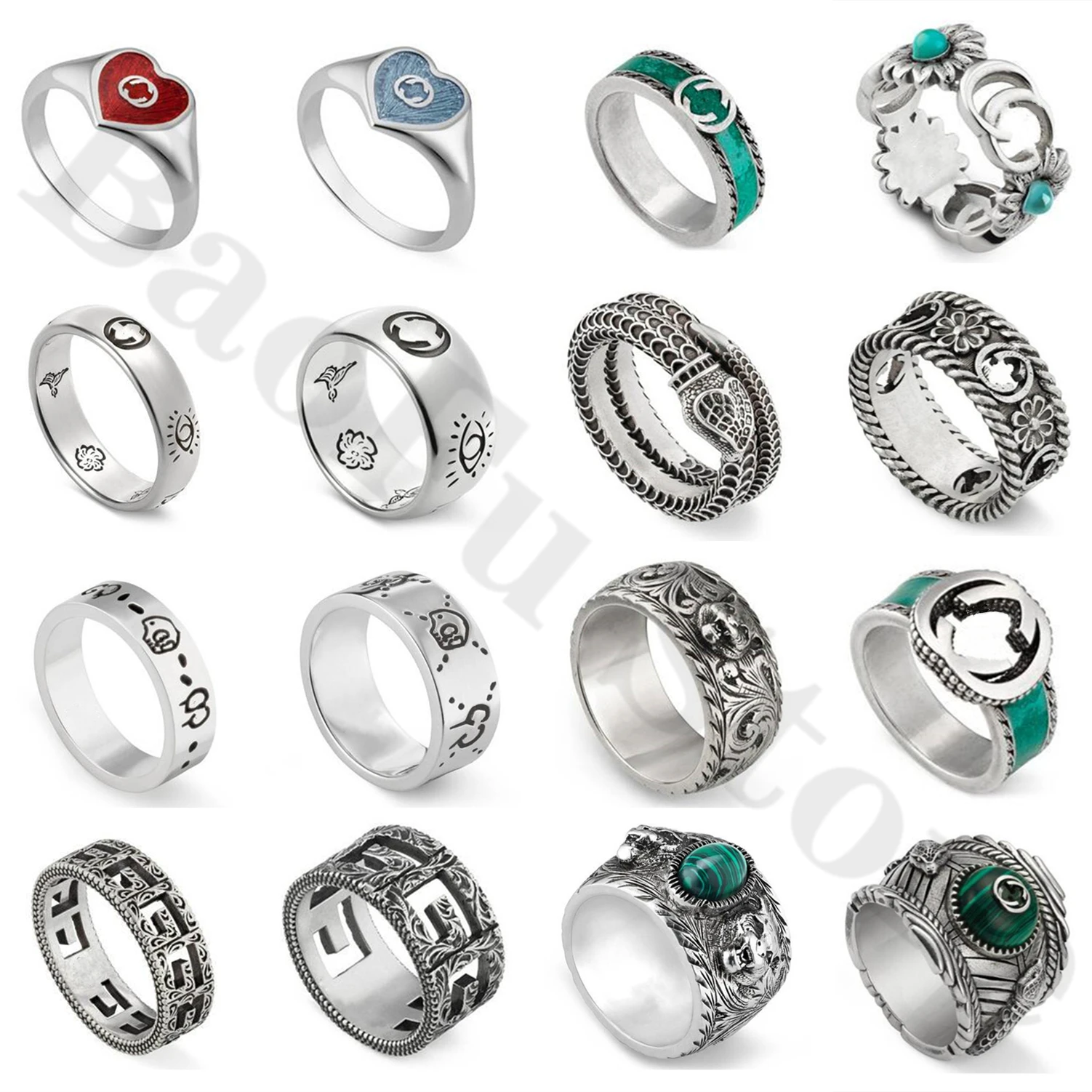 2022 New 925 Sterling Silver Daisy Letters Suitable For Original European And American Boys Ladies Couple Retro Snake Ring |