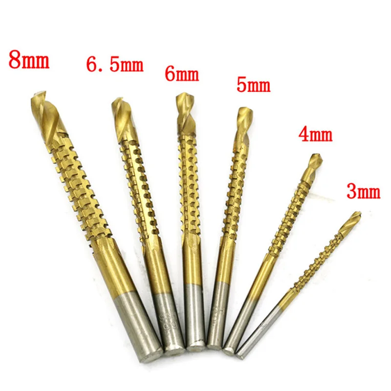 

6pcs Titanium Coated High Speed Steel Drill Bit Electric Drill Hemp Flowers High Hardness Resistance of High Speed