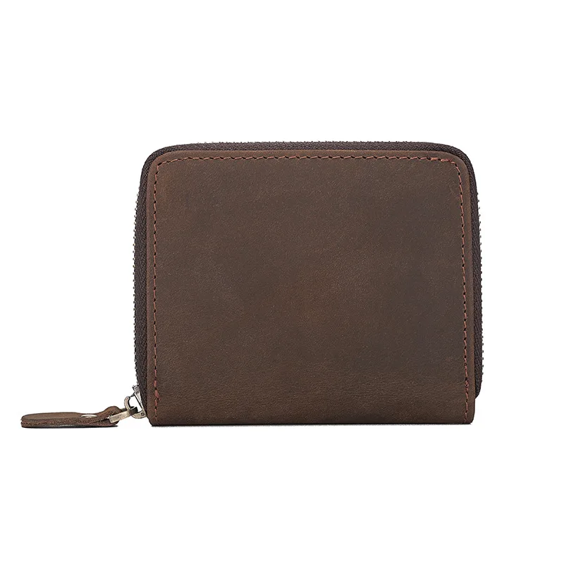 New style mad horse leather leather multi-function card bag large capacity head layer cowhide change card bag men's wallet