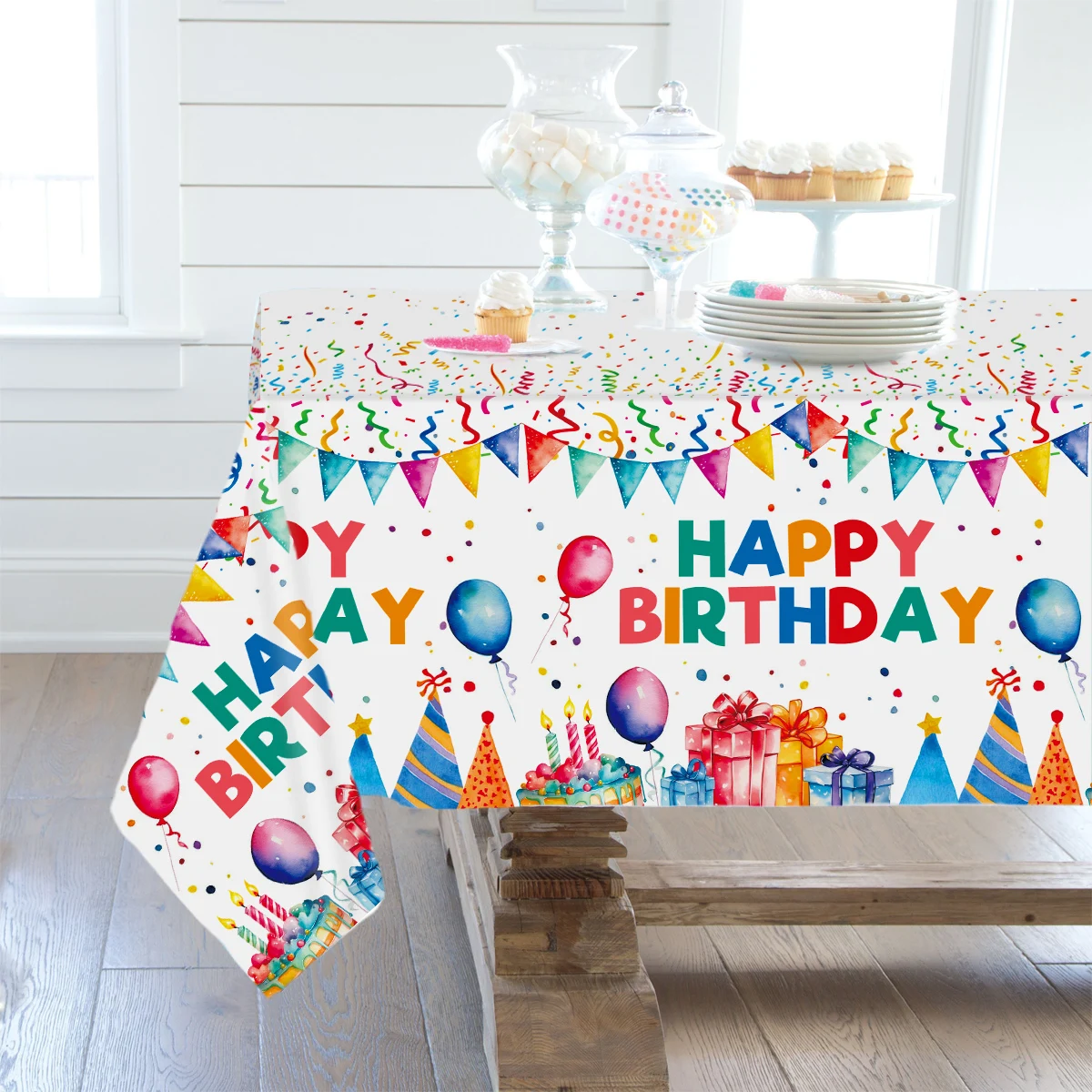 Ocean Theme Party Tablecloth Colorful Birthday Tablecloth Blue Sky Rose Gold Tablecloth Beach Pool Birthday Shower Supplies 4