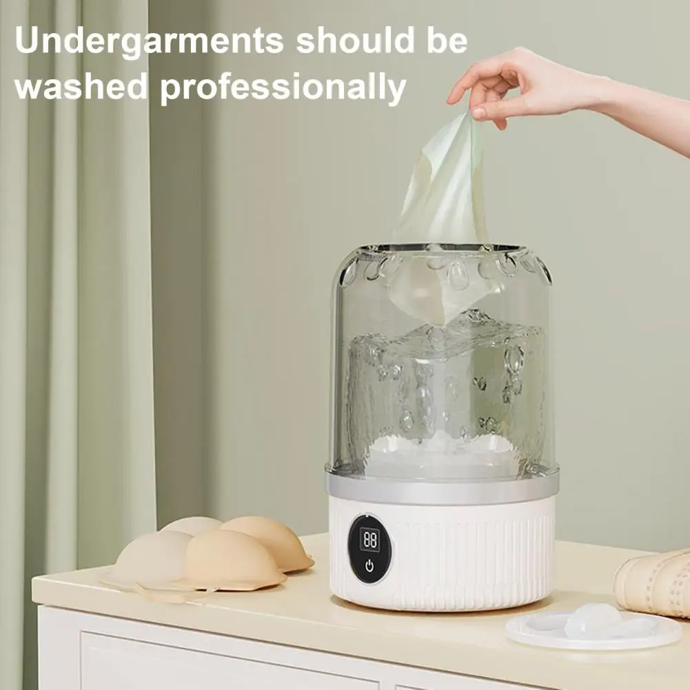 Underwear Washing Machine Portable Rechargeable Mini Washer Fast Wash Timed Cycles Ultrasonic Tech For Travel Camping Dorms Tool