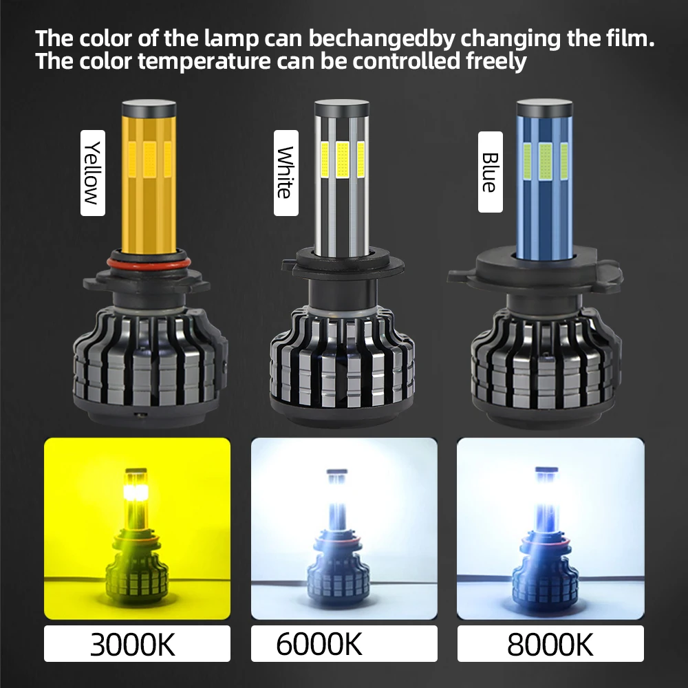 

2PCS 6 Sides LED Car Headlight 3000K 6000K 8000K H11 H4 H7 H1 H3 9004 9005 9006 3D 360 degree Auto LED Fog Light HB3 HB4 880