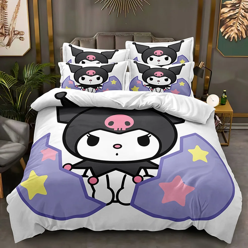 Cute Kuromi Comforter Bedding Sets Quilt Bed Cover Duvet Cover Pillow Case 2-3 Pieces Sets Kids Adult Size Bedroom Decor 5