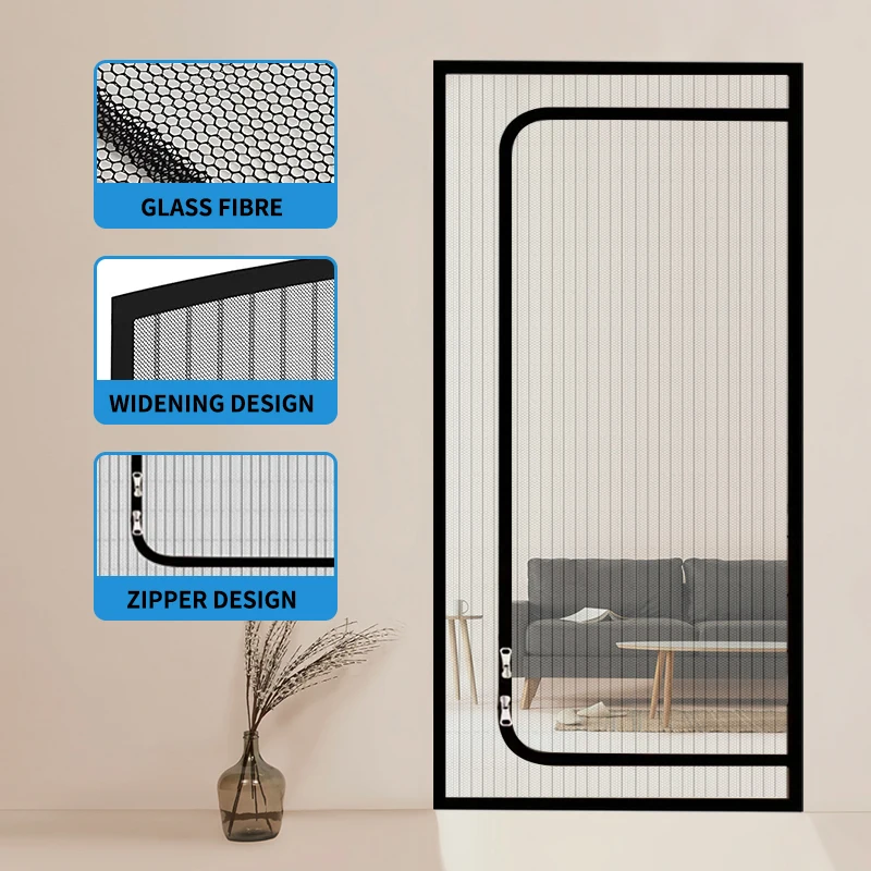 Cat Screen Door Reinforced Pet Protection Screen Door Zipper for Living Room, Bedroom, Patio