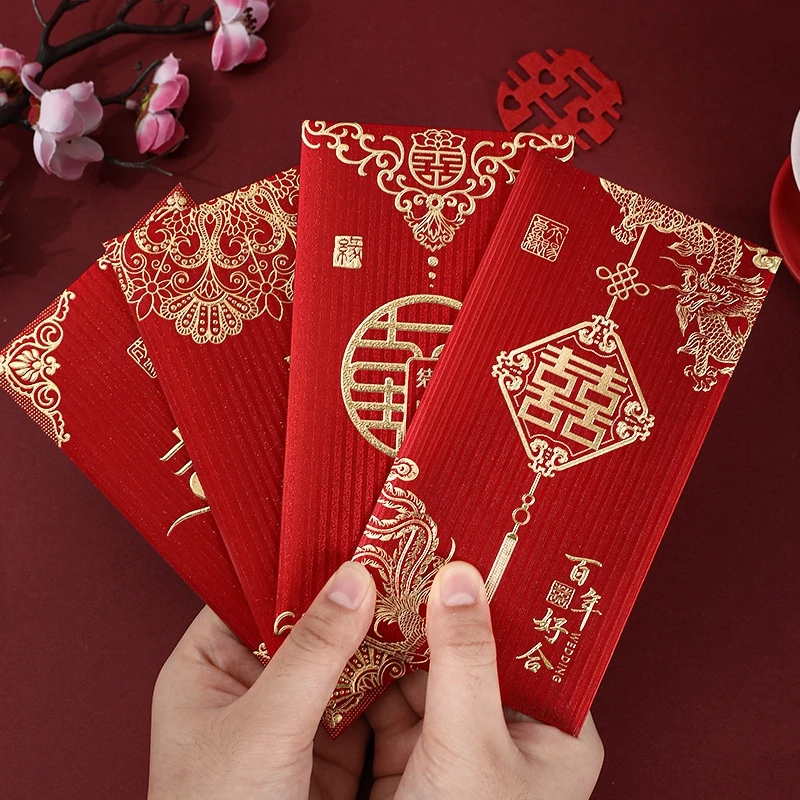 6pcs Pocket Money Box Chinese Wedding Decoration Red Envelope for