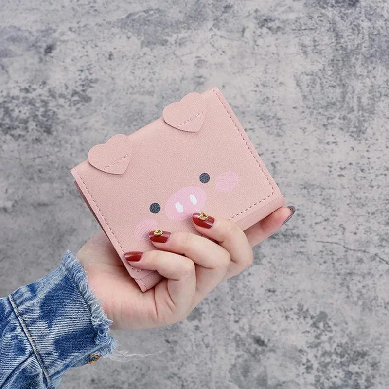 Korean Version Cute Cartoon Women's Short Wallet Card Bag Student Three Fold Wallet Fashion Female Zero Wallet Leather