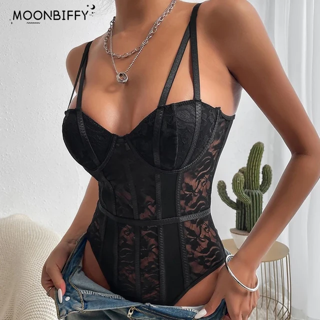 Ladies Sexy Lace Corset Hot Embroidered Bodysuit Lingerie