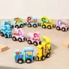 Montessori Magnetic Train Educational Toys Wooden Animal Dinosaur Number Puzzle Building Blocks Assembled Toys Birthday Gifts 1