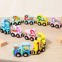 Montessori Magnetic Train Educational Toys Wooden Animal Dinosaur Number Puzzle Building Blocks Assembled Toys Birthday Gifts 1