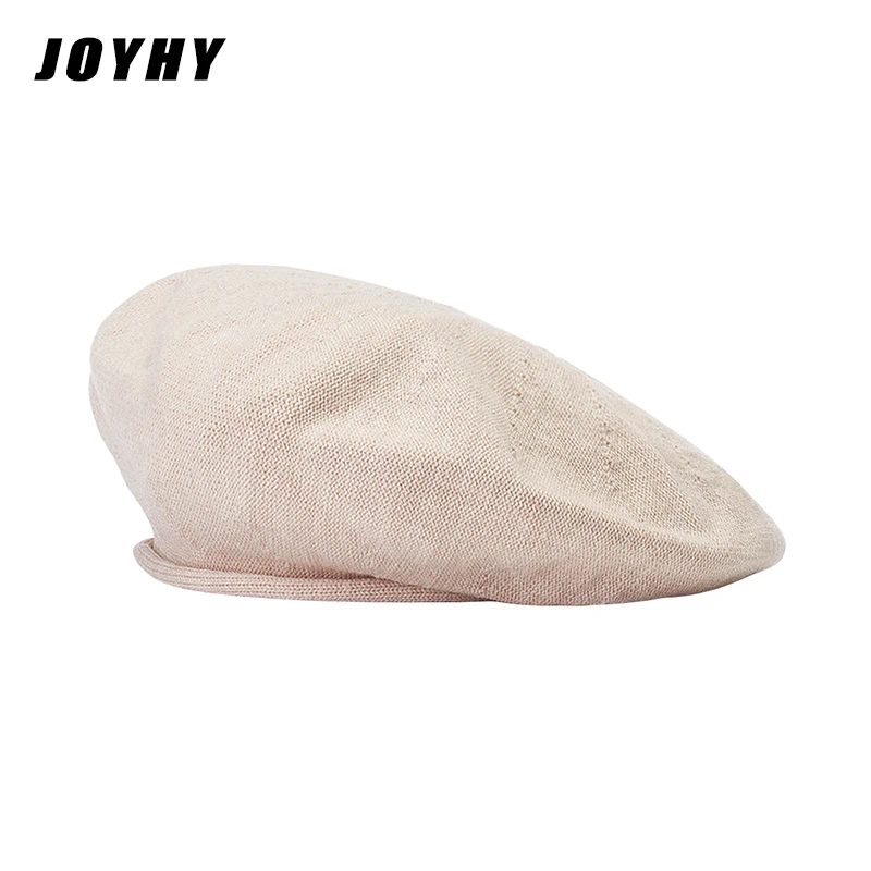 

JOYHY Women's Spring Summer Knitted Breathable Artist Berets Hats Simple Stylish Solid Color Maiden Plain Baret Beanies Caps