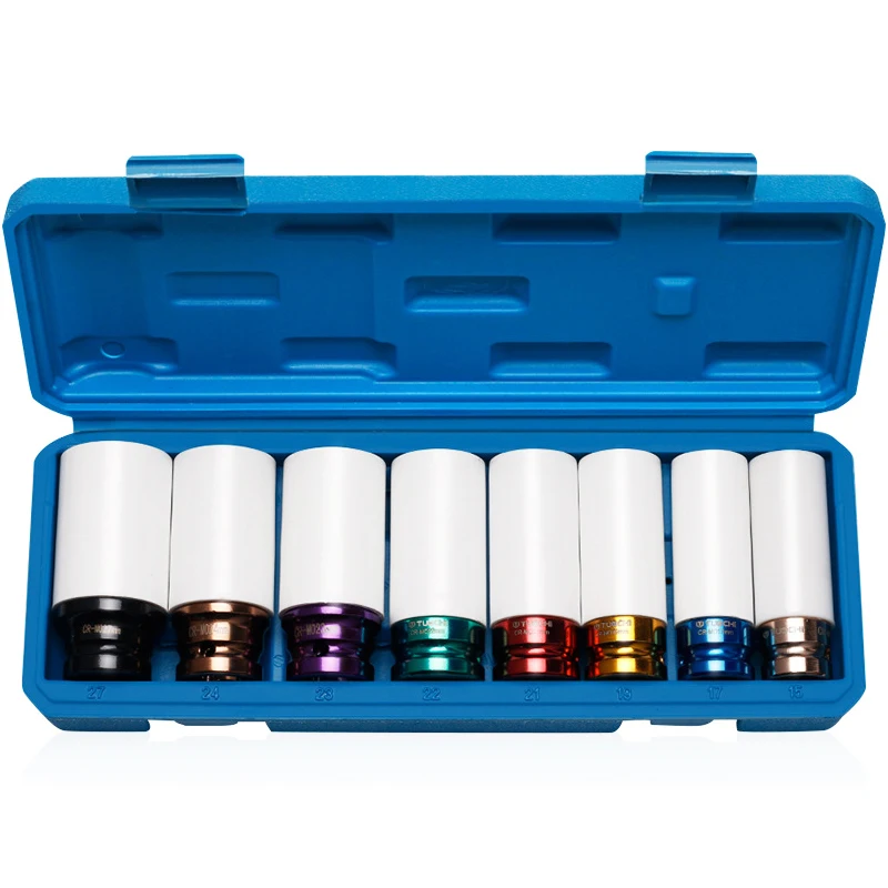 Colour Hex Sockets Pneumatic Wrench Tire Screw Sleeve 1/2" Air Gun Tire Protection Impact Nut Socket Car Garage Repair Tool Kit