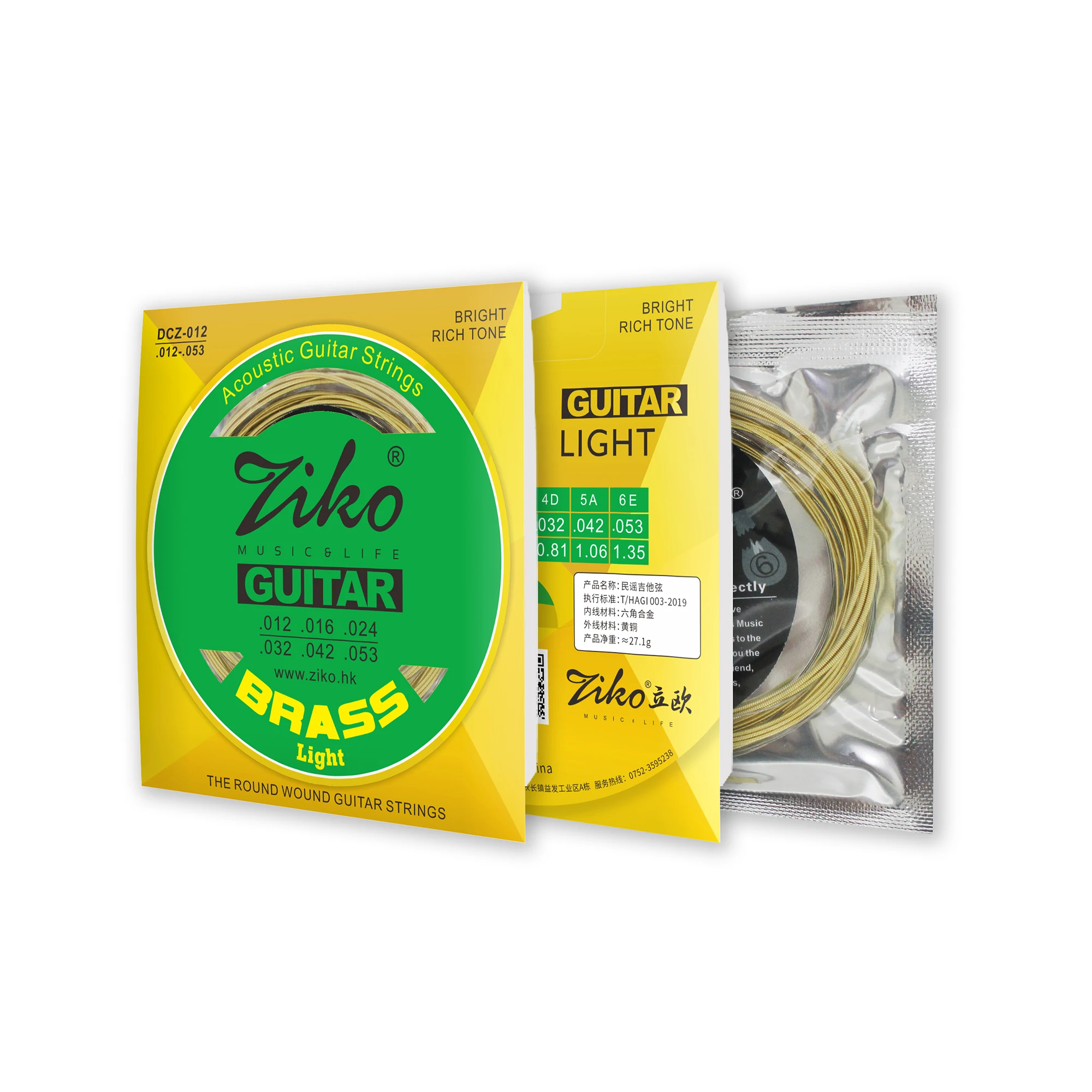 ZIKO Acoustic Guitar Strings Hexagonal Steel Core Copper Alloy Wound Guitarra Strings Folk Guitar Parts & Accessories DCZ-012 6pcs set electric guitar strings nickel alloy wound stainless steel core 6 strings guitar parts musical instrument accessories