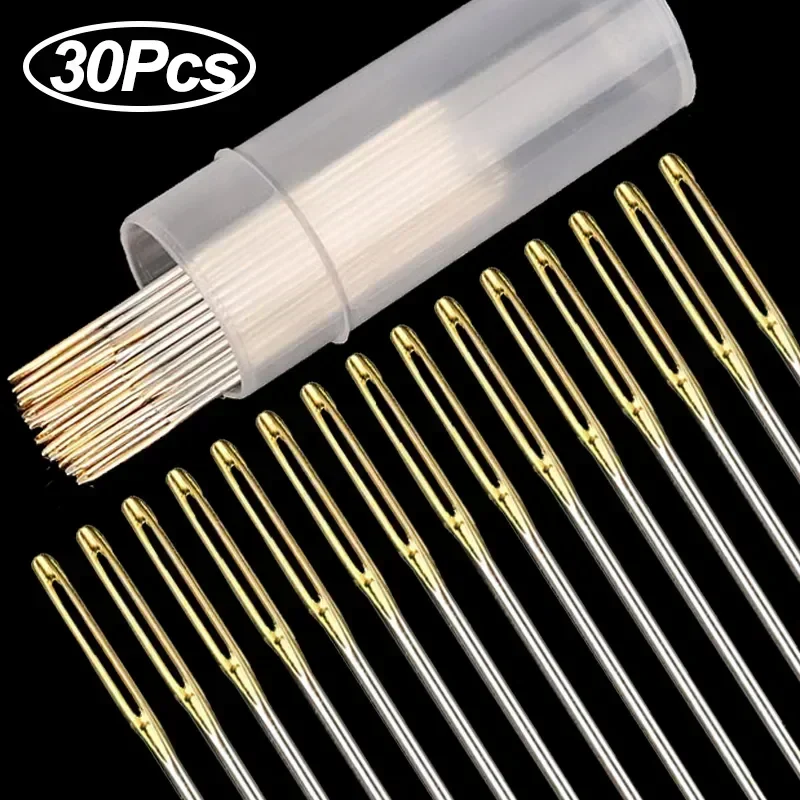 Sewing Needles 30/60Pcs Large Eye Cross Stitches Threader DIY Stitch Embroidery Needlework Threading