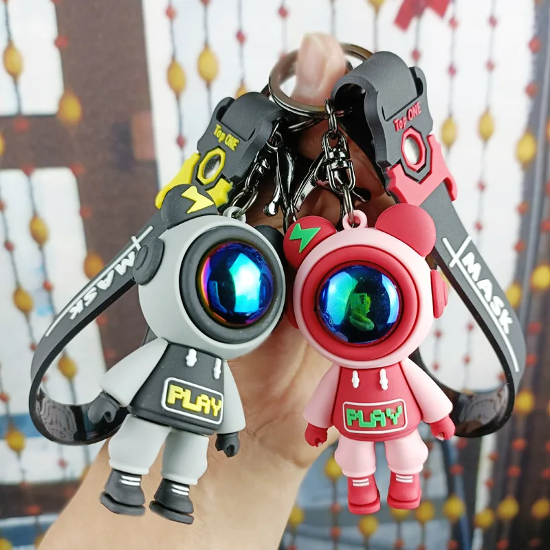 Cool Anime Creative electroplating X Eyes Bear KeyChain Car Bag Pendant  Gift Toy