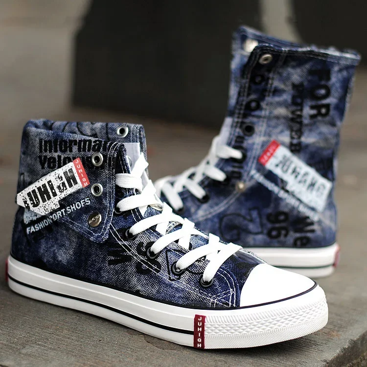 Boot Denim Canvas Sneakers British Style Fashion Vintage Denim
